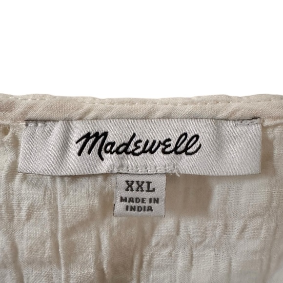 Madewell Cutout Romper in Seersucker "Lighthouse" Cream 100% Cotton Size XXL - Picture 9 of 13